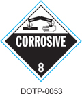 Stranco manufactures DOT Placards for Class 8 Corrosive hazardous materials.